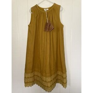 Yo Baby Girls Mustard Yellow Sleeveless Crochet Lace Hem Boho Dress Size 9 NWT